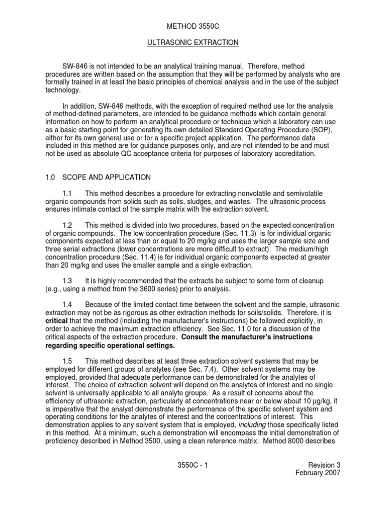 Method 3550c - Ultrasonic Extraction | PDF | Technology & Engineering ...