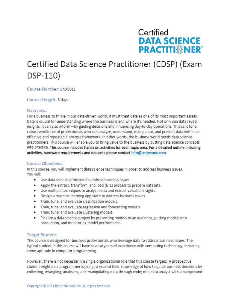 CDSP Course Outline 01 21 DRAFT | PDF | Data Science | Data
