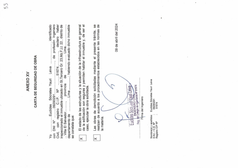 Carta de Seguridad de Obra | PDF