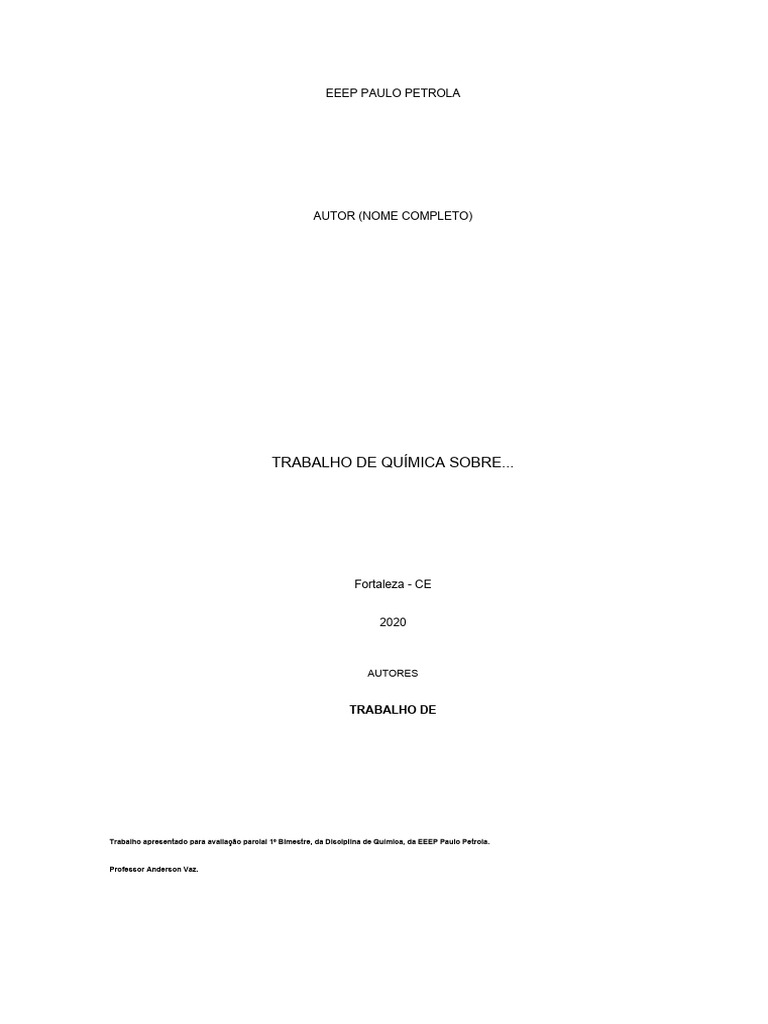 Modelo De Trabalho Escolar Download Grátis Pdf Citação