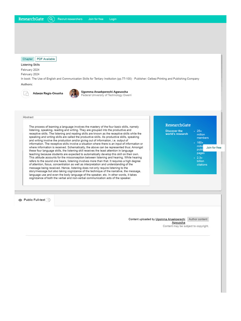 Pdf Listening Skills Download Free Pdf Information Knowledge