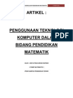 MTE 3102 (KURIKULUM PENDIDIKAN MATEMATIK) - ARTIKEL PENGGUNAAN TEKNOLOGI KOMPUTER DALAM PENDIDIKAN MATEMATIK