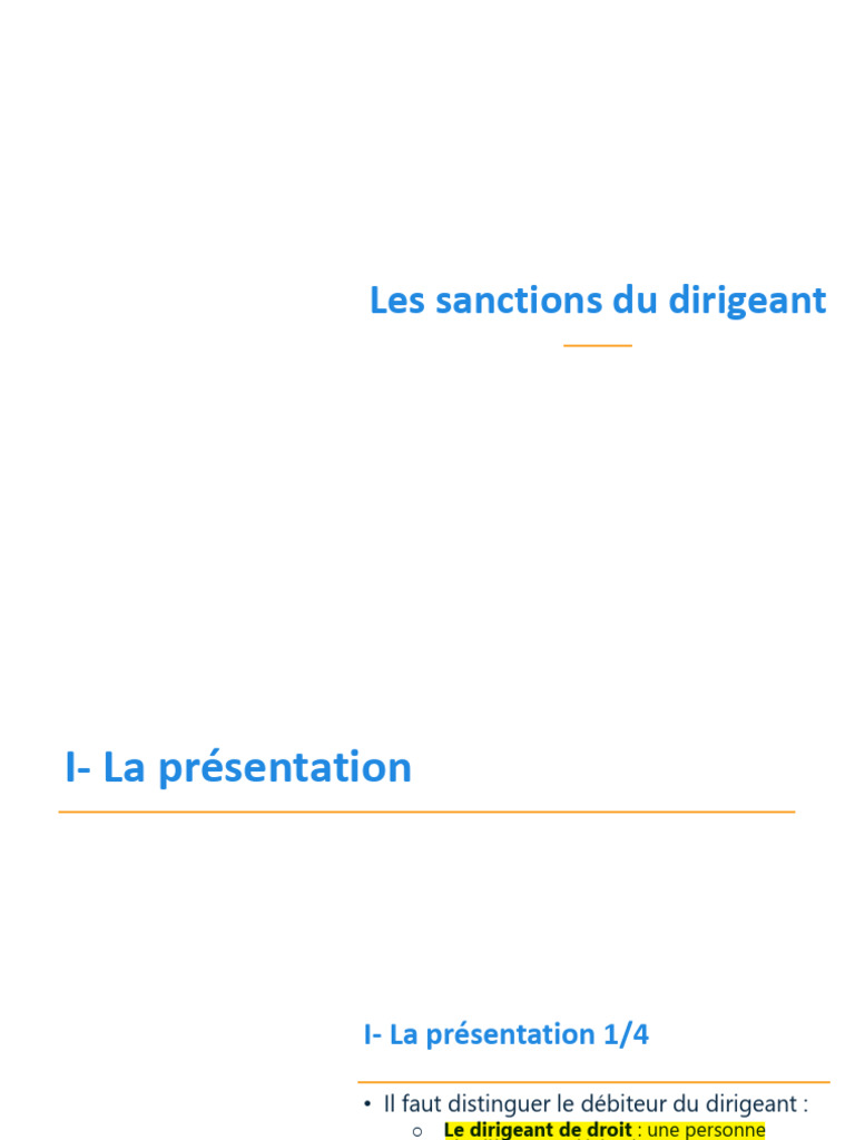 Sanctions des Dirigeants : Faillite et Interdiction | PDF | Liquidation ...