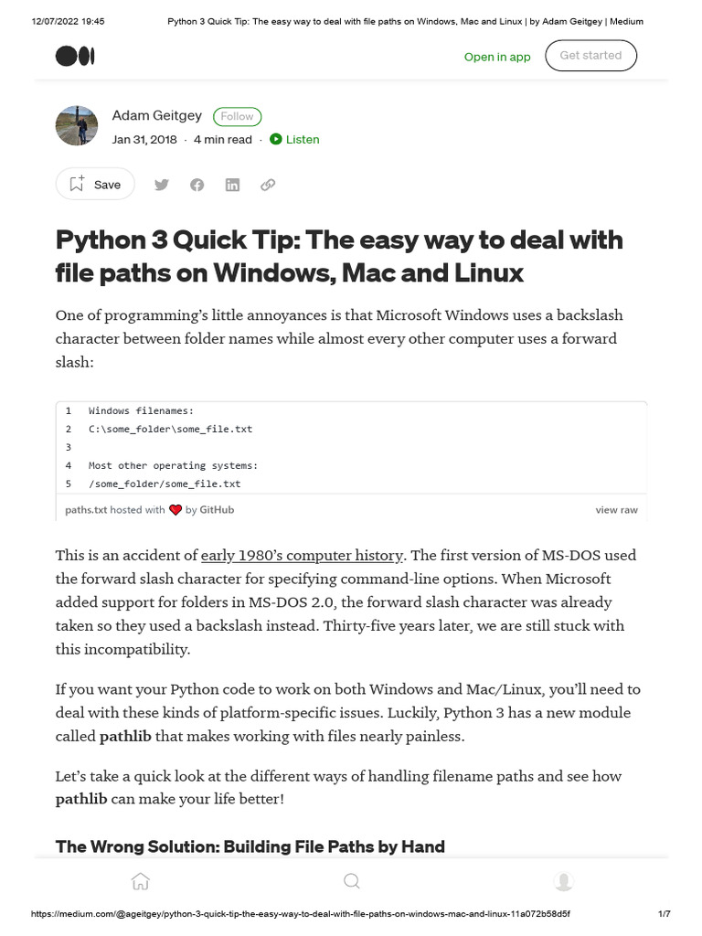 Python 3 Quick Tip - The Easy Way To Deal With File Paths On Windows ...