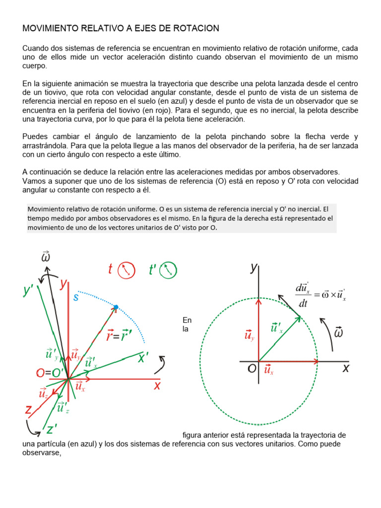 Movimiento Relativo en Ejes de Rotación | PDF | Rotación | Cinemática