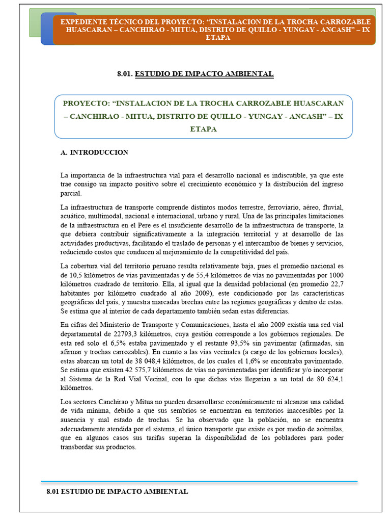 8.01. Estudio de Impacto Ambiental | PDF | Residuos | ruido