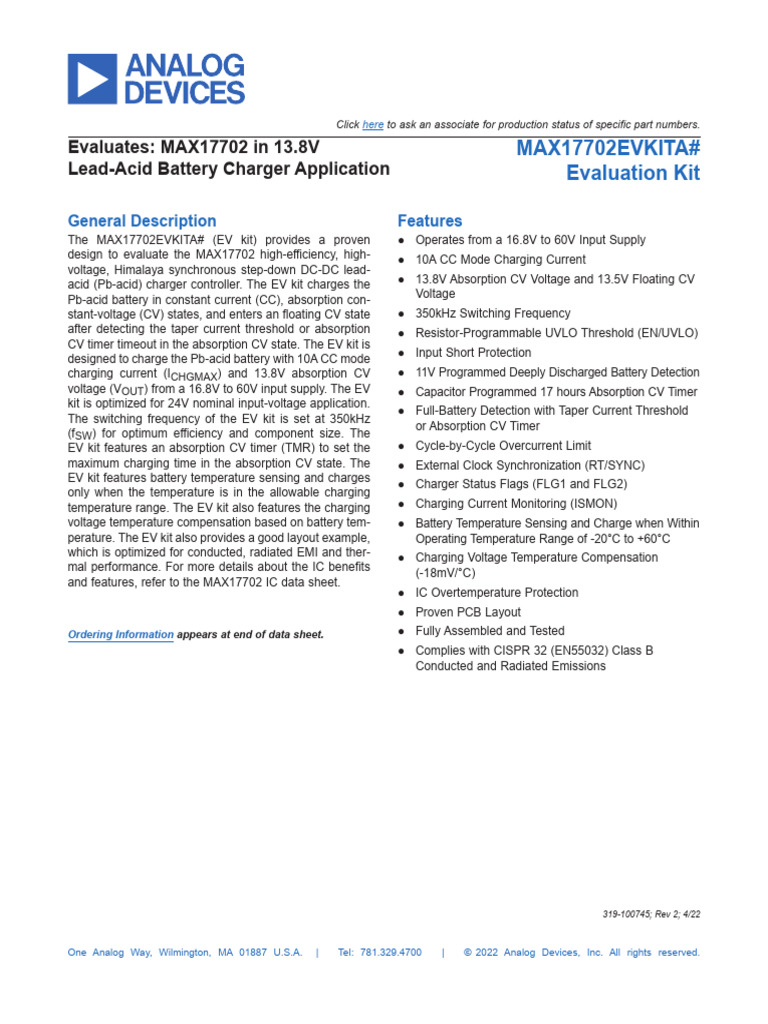 Max17702evkita 3111537 | PDF | Battery Charger | Power Supply
