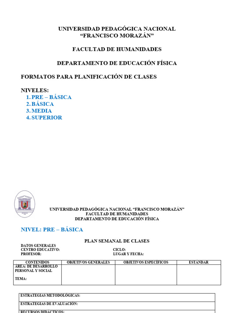 Formatos de Planes de Clases (1) | Descargar gratis PDF | Evaluación ...