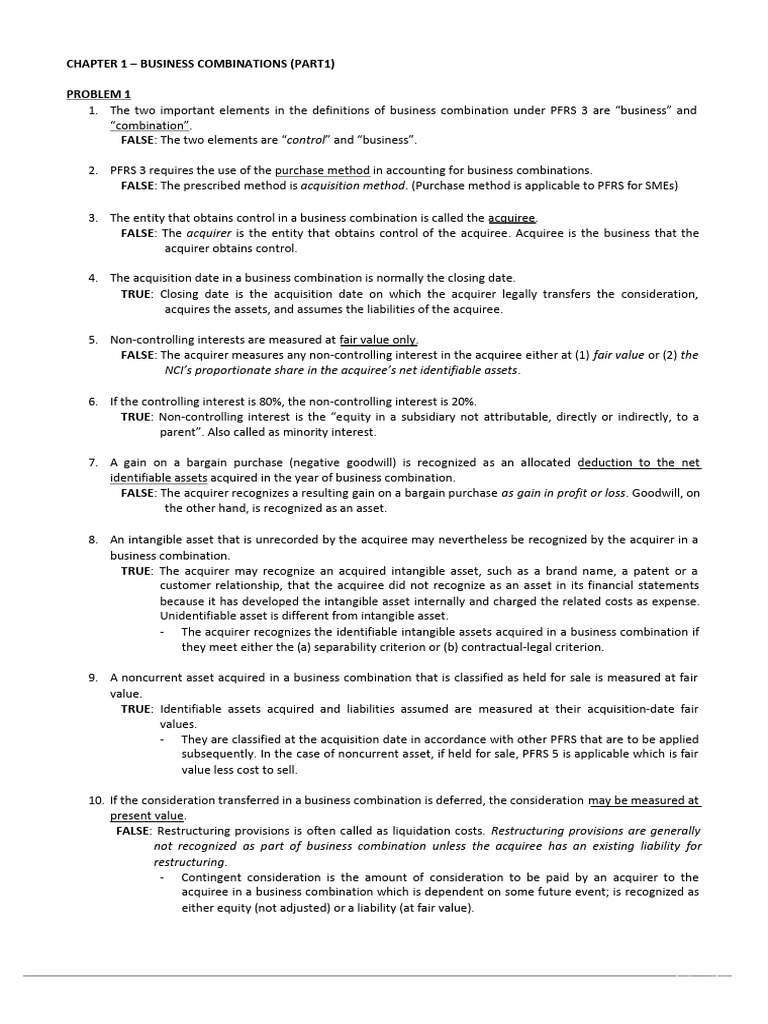 Business Combinations Overview and Analysis | PDF | Goodwill ...