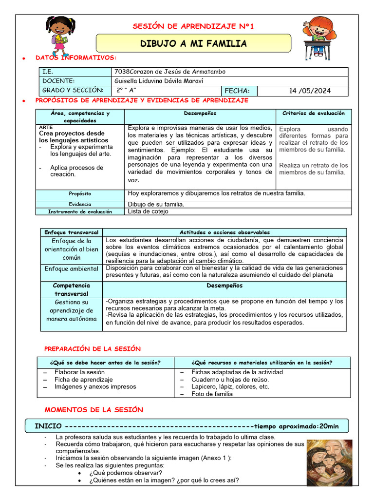 SESIÓN DE ARTE Y CULTURA Dibujo a mi familia. | Descargar gratis PDF ...