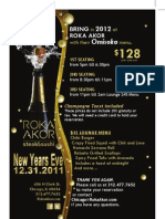 Roka Akor New Year's Eve Menu