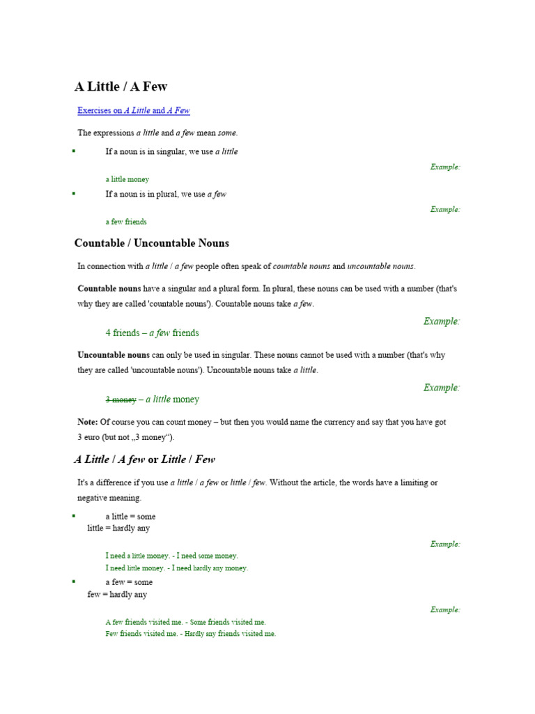 A Little | PDF | Noun | Plural