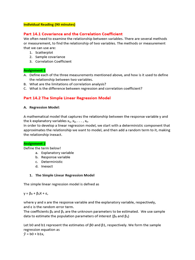OLS Method in Simple Linear Regression | PDF | Ordinary Least Squares ...