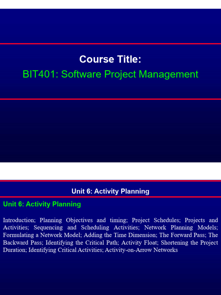 Activity Planning in Software Projects | PDF