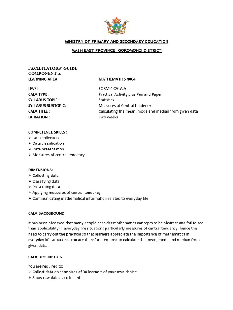 Maths o level component a pdf data mean