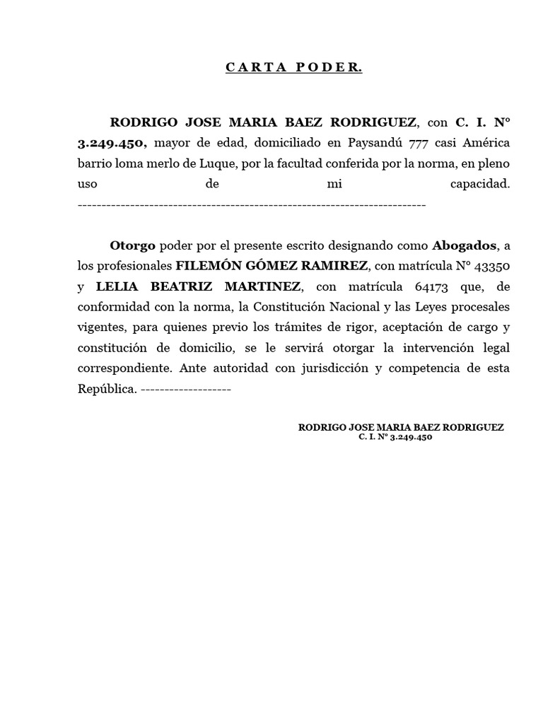 C A R T A P O D E R Laboral Descargar Gratis PDF Fiscal Ley P blica