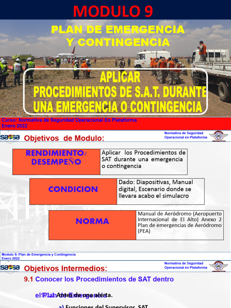 Modulo 9 Plan de Emergencia SAT 2022 | PDF | Aeropuerto | Ambulancia