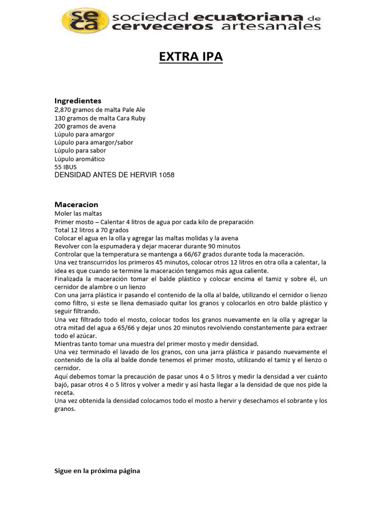 Extra Ipa | PDF | Lúpulo | Cerveza