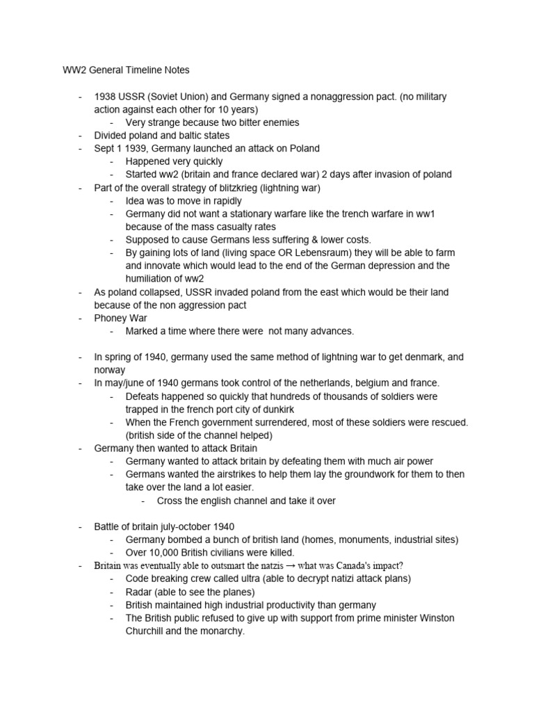 WWII Key Events and Strategies Timeline | PDF | Nazi Germany | World War II