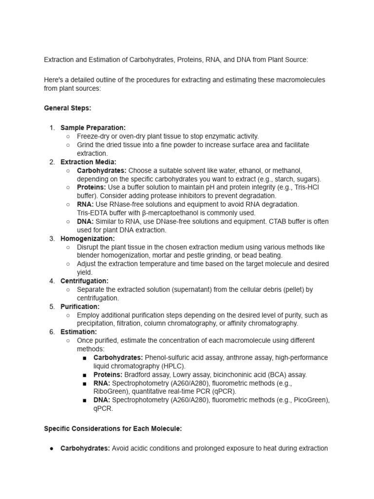 Extraction and Estimation of Plant DNA | PDF | Protein Purification ...