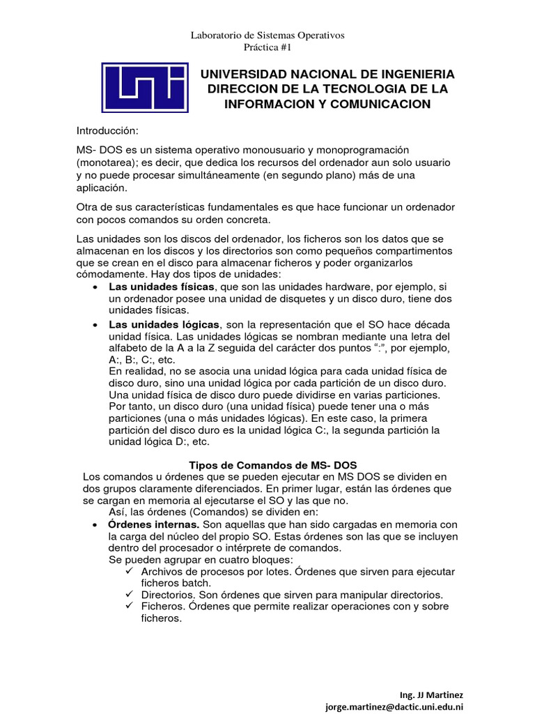 Comandos Internos de MS-DOS | PDF | Archivo de computadora | Directorio ...