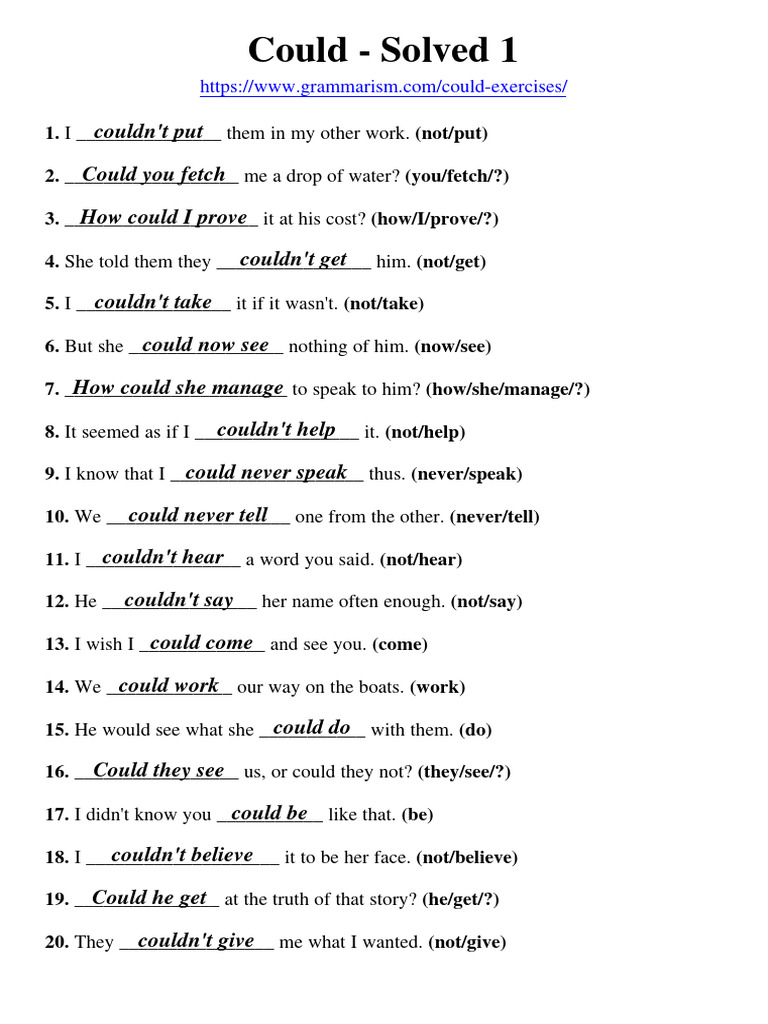 Could Exercises with Answers | PDF