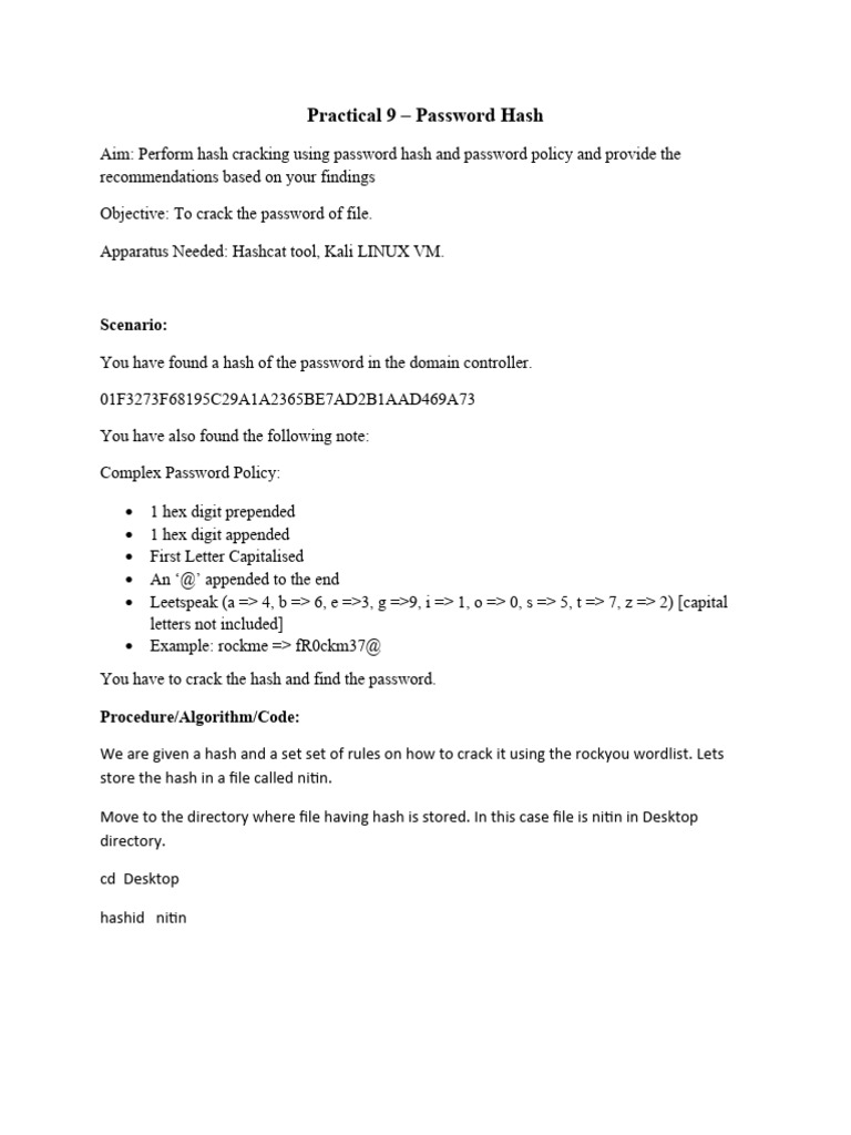 Cracking Password Hash con Hashcat | PDF