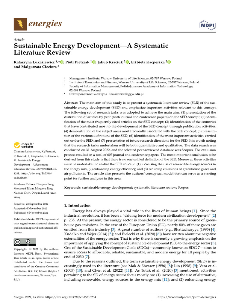 Sustainable Energy Development A Systematic Literature 1mizcyxq | PDF ...