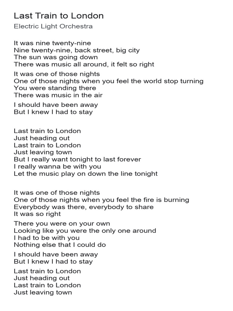 Last Train to London Lyrics | PDF | Art