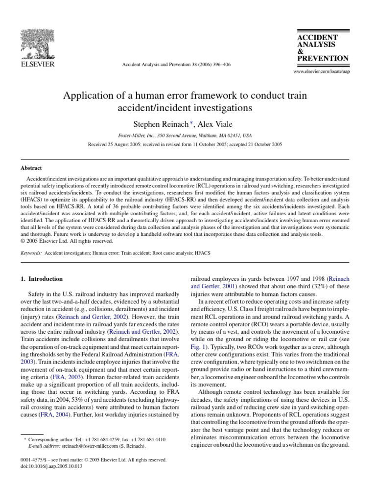 Human Error Framework in Train Safety | PDF | Human Factors And ...