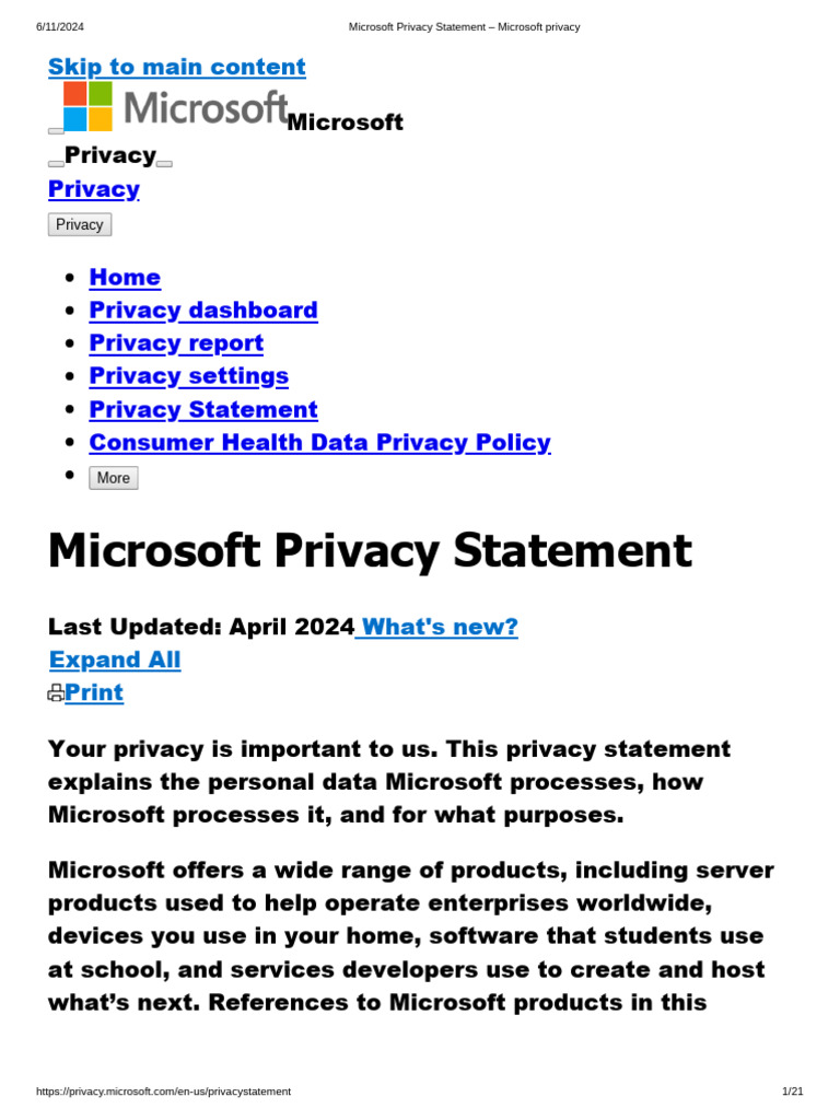 Microsoft Privacy Statement - Microsoft Privacy | PDF | Http Cookie ...