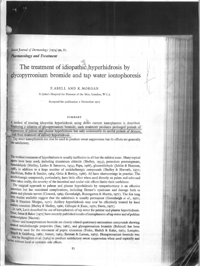 Abell 1974 - The Treatment of Idiopathic Hyperhidrosis by ...