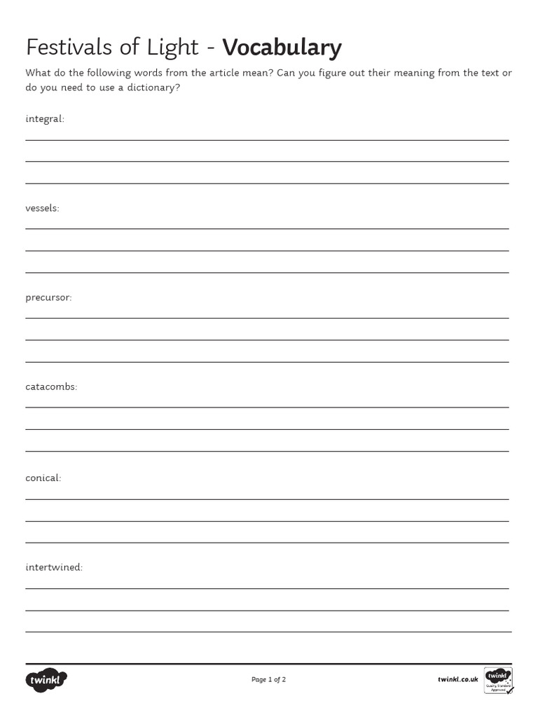 Vocabulary Sheet | PDF