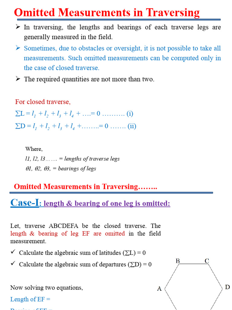 Omitted Measurements in Closed Traverse | PDF | Elementary Geometry ...