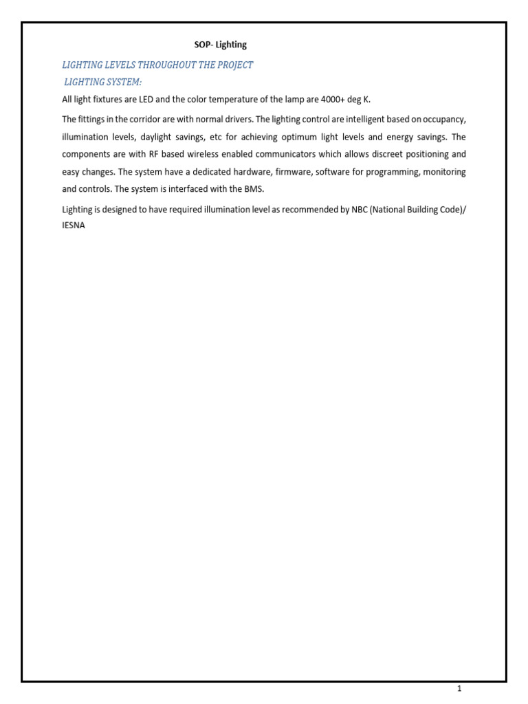 SOP Lighting | PDF | Lighting | Manufactured Goods