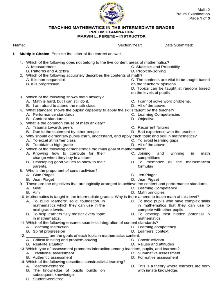 Teaching mathematics in the intermediate grades prelim edited pdf