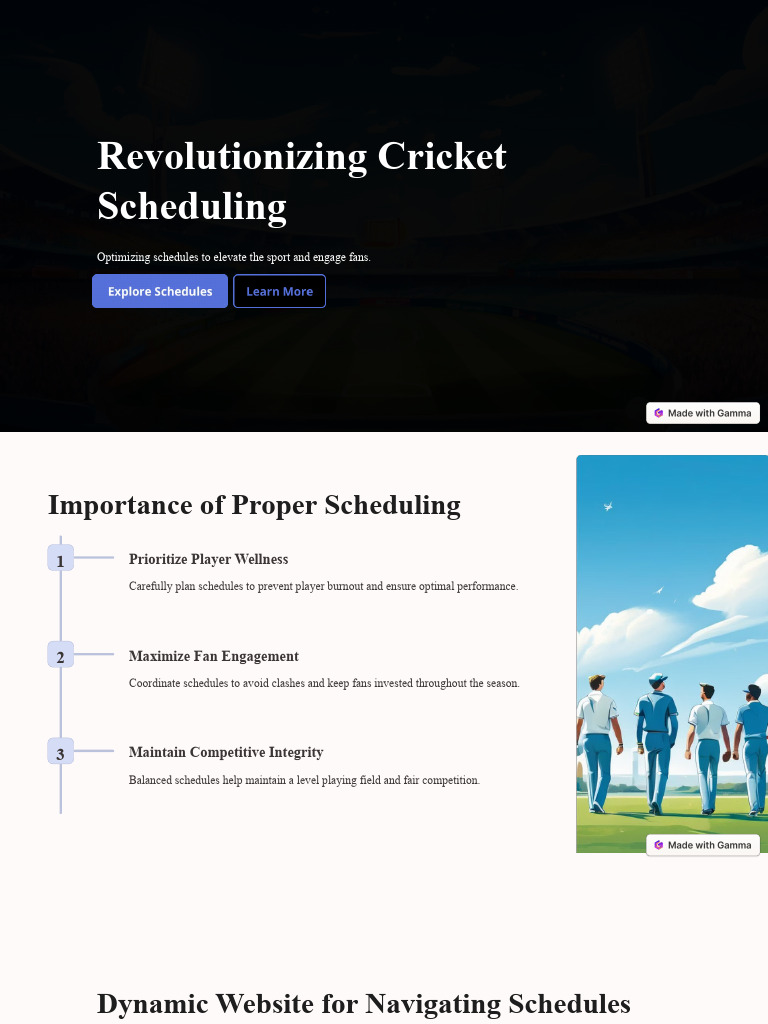 Enhancing Cricket Scheduling Strategies | PDF | Audit | Business