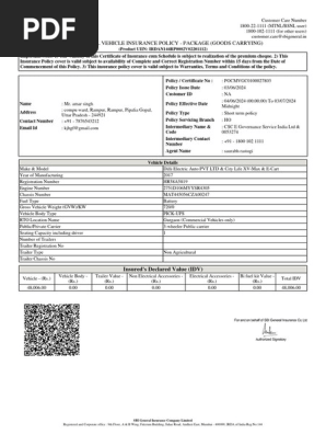 Policy POCMVGC0100027803 | PDF | Vehicles | Insurance