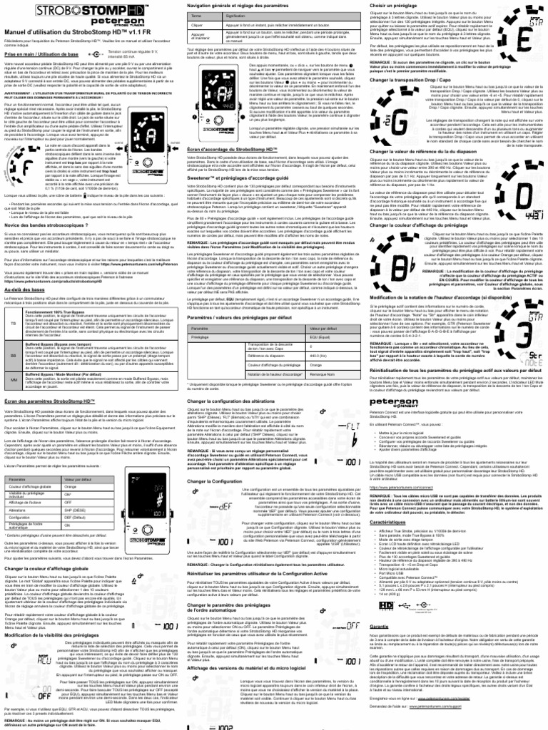 StroboStomp HD Manual v1.1 FR | PDF | Guitares | USB