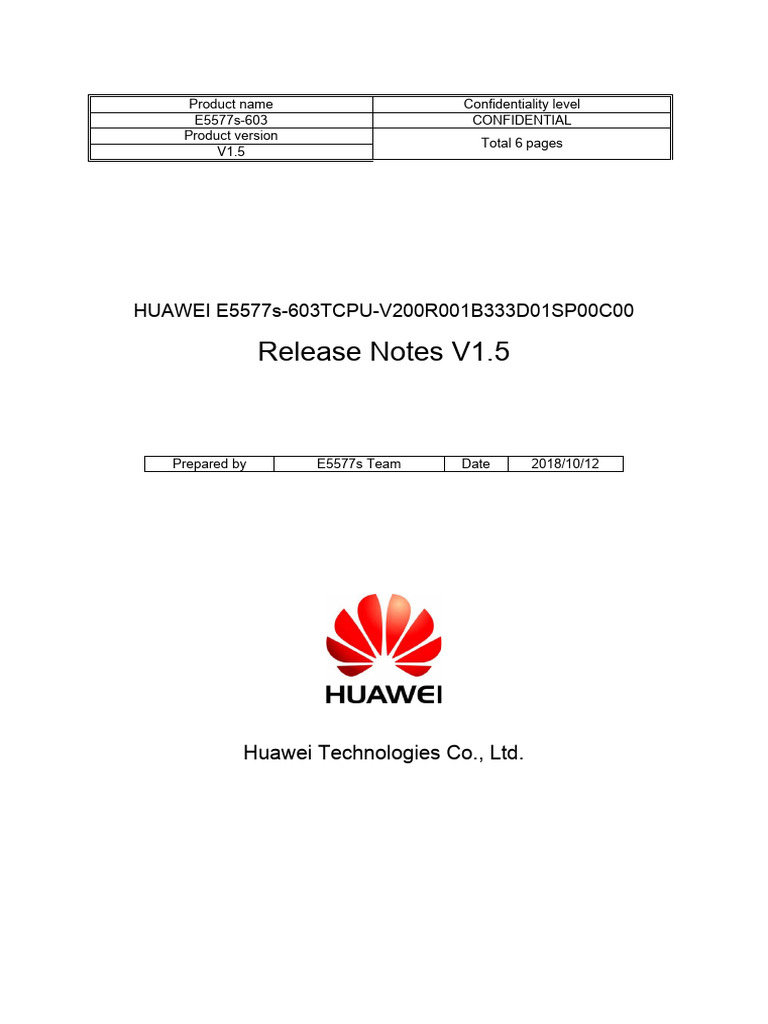 E5577s-603 Firmware Release Notes V1.5 | PDF | High Speed Packet Access ...