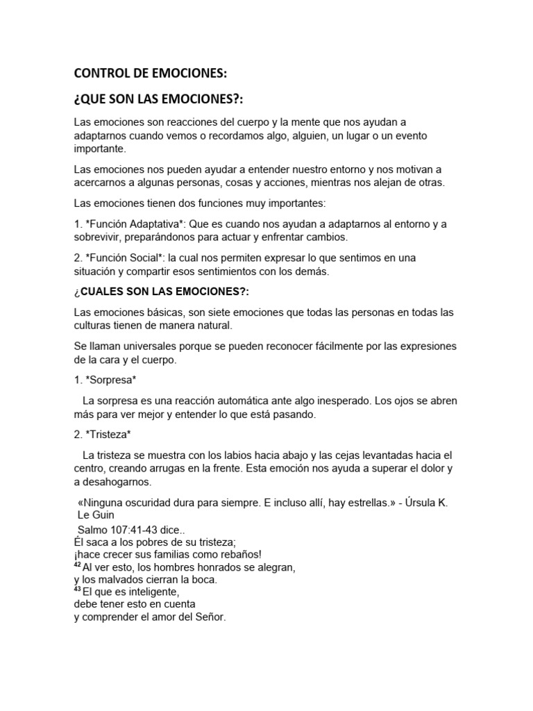 Control de Emociones | PDF | Las emociones | Pesadilla