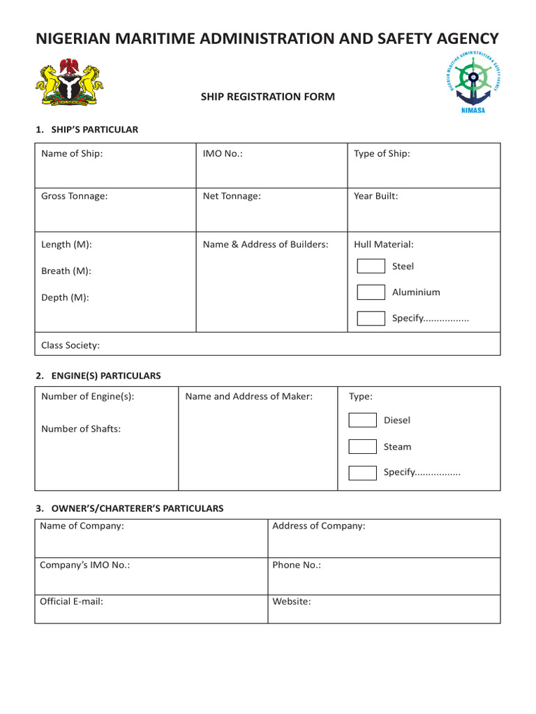 Nigerian Ship Registration Form | PDF | Ships | Tonnage