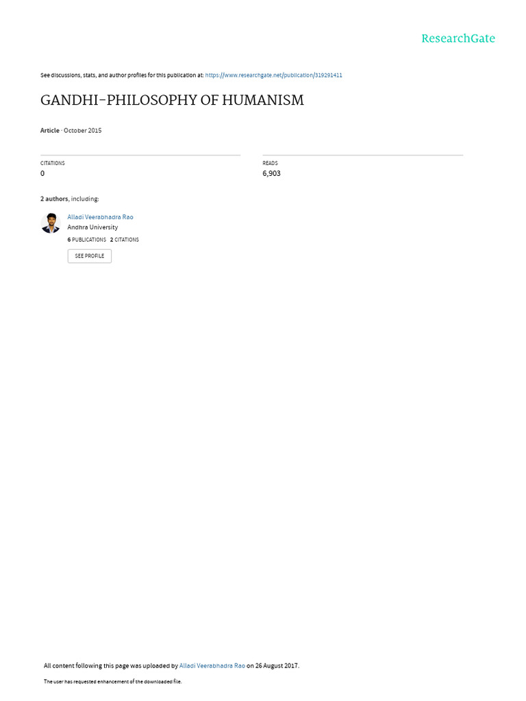 Gandhi Philosophyofhumanism | PDF | Mahatma Gandhi | Humanism