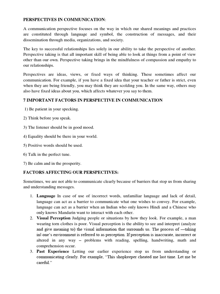 Perspectives in Communication | PDF | Communication | Jargon