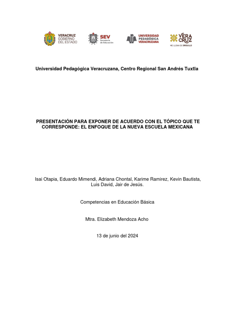 Equipo 1 El Enfoque De La Nueva Escuela Mexicana Ceb Pdf