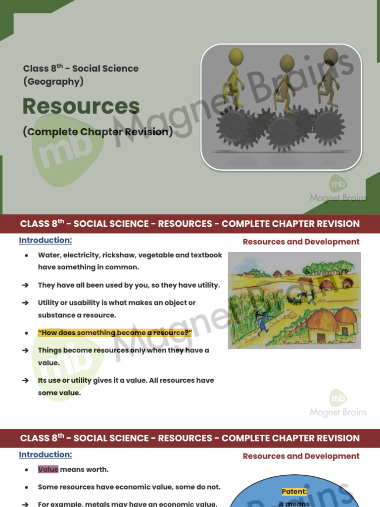 Class 8th - Chapter - Resources - Geography (One Shot) 2 | PDF ...