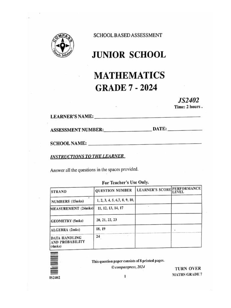 Grade 7 Mathematics Weekend Challenge | PDF