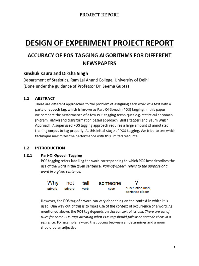 POS-Tagging Algorithm Accuracy Report | PDF | Machine Learning ...