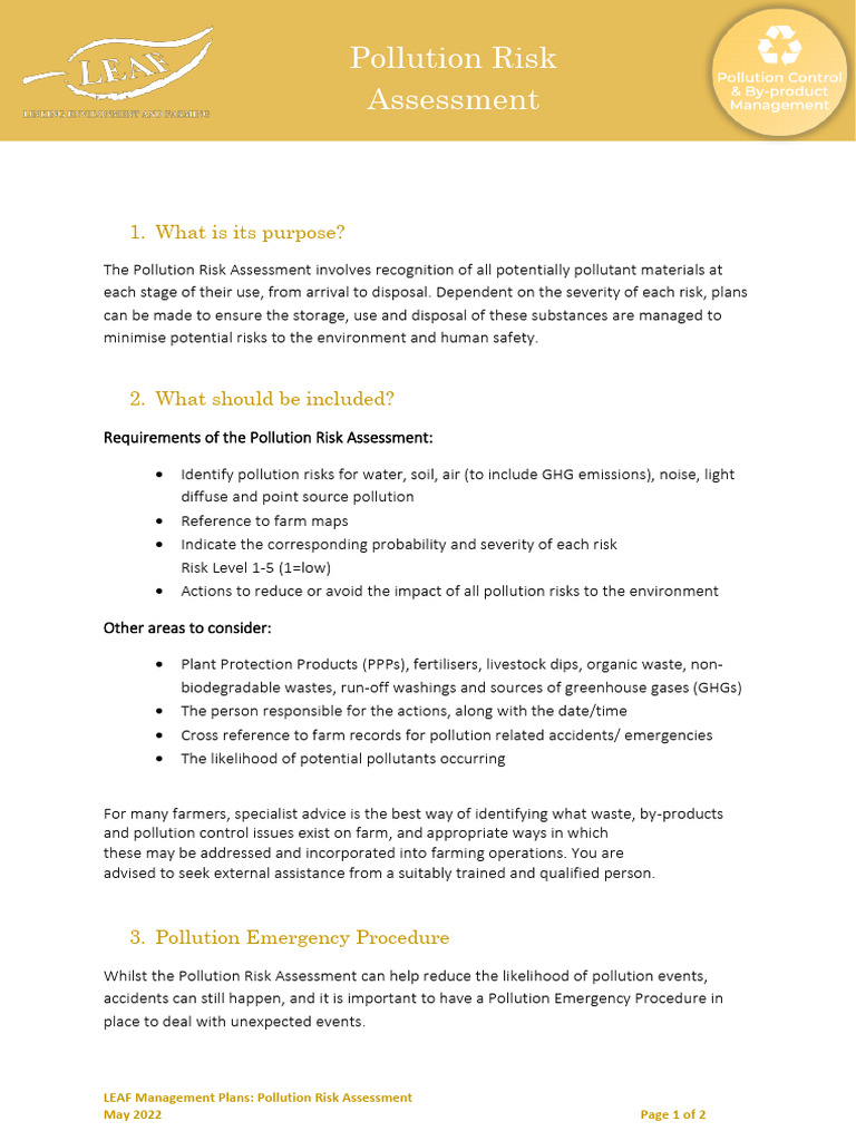 Pollution Risk Assessment Guidelines | PDF | Pollution | Risk