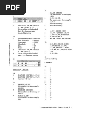 Singapore Math ® Fact Fluency Grade 5 Answer Key | PDF